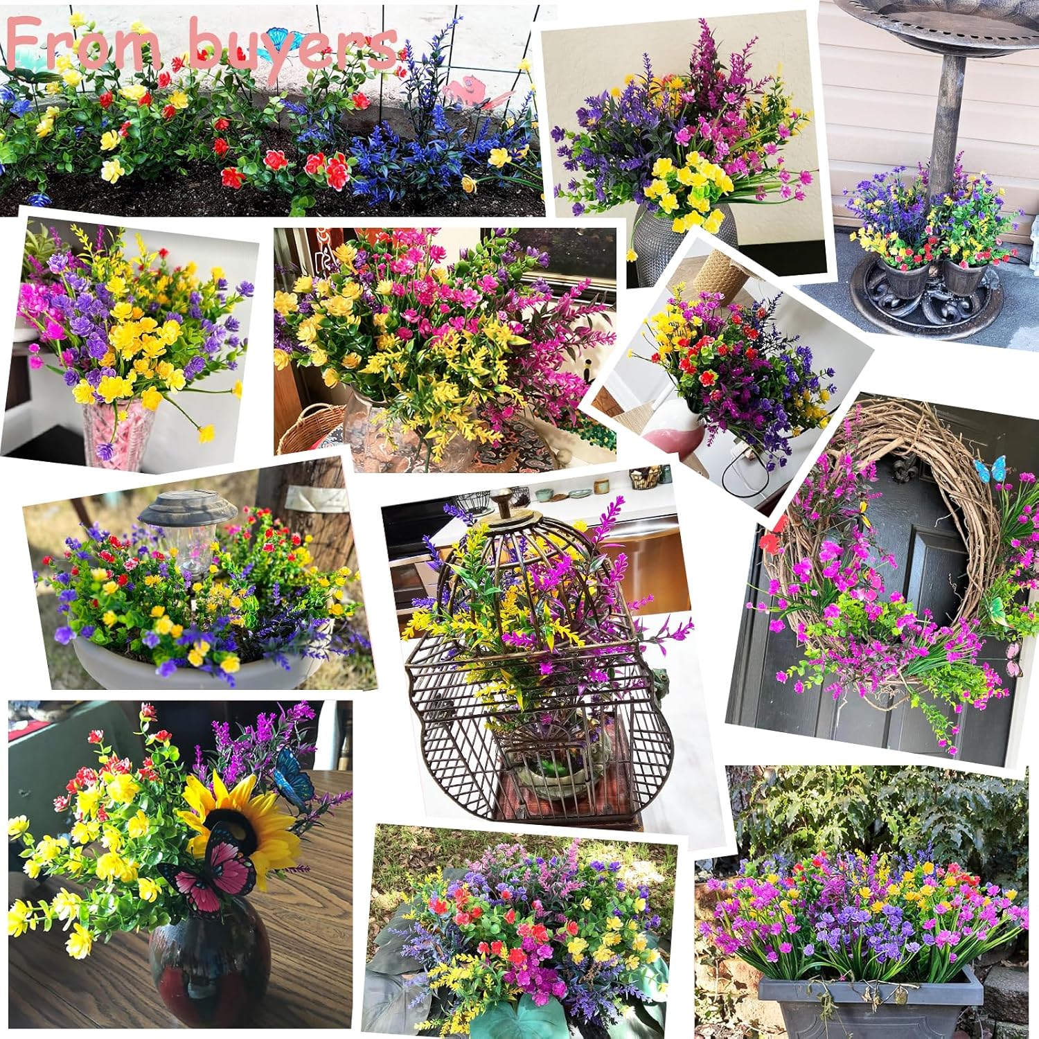Yastouay 27 Bundle Artificial Flowers for Outdoor Decoration