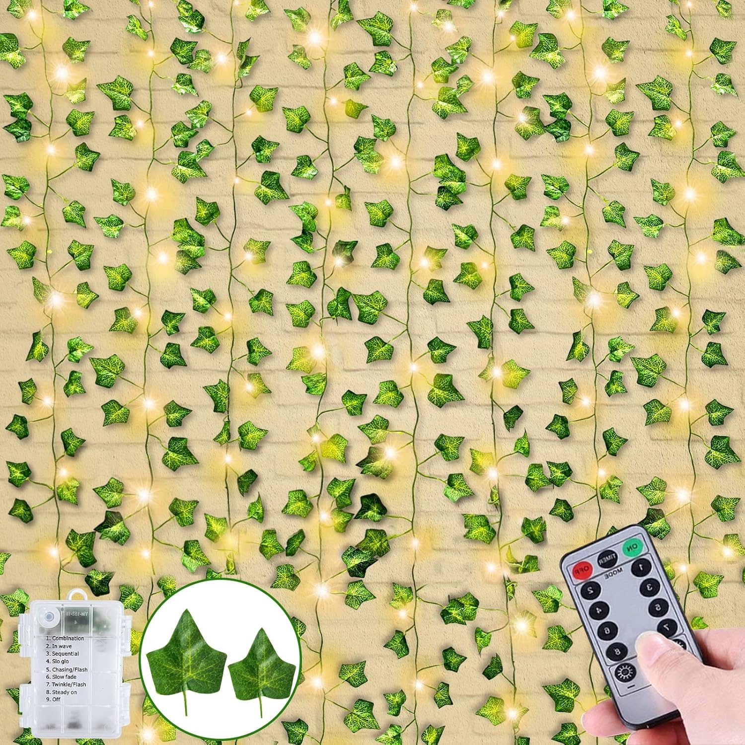 24 Pack Fake Vines with 200 Lights Timer