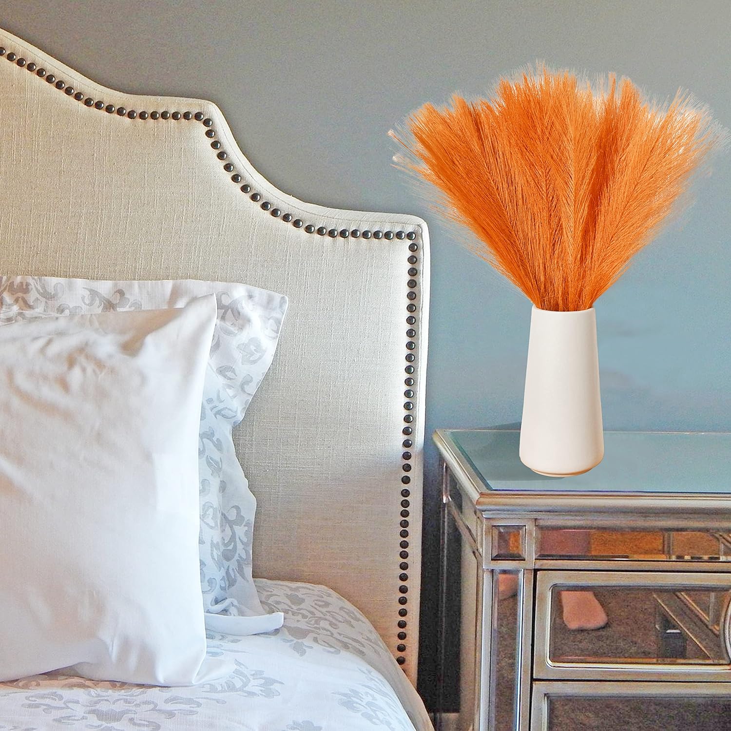 Mandys Orange Silk Pampas Grass Bouquet 20 Stems