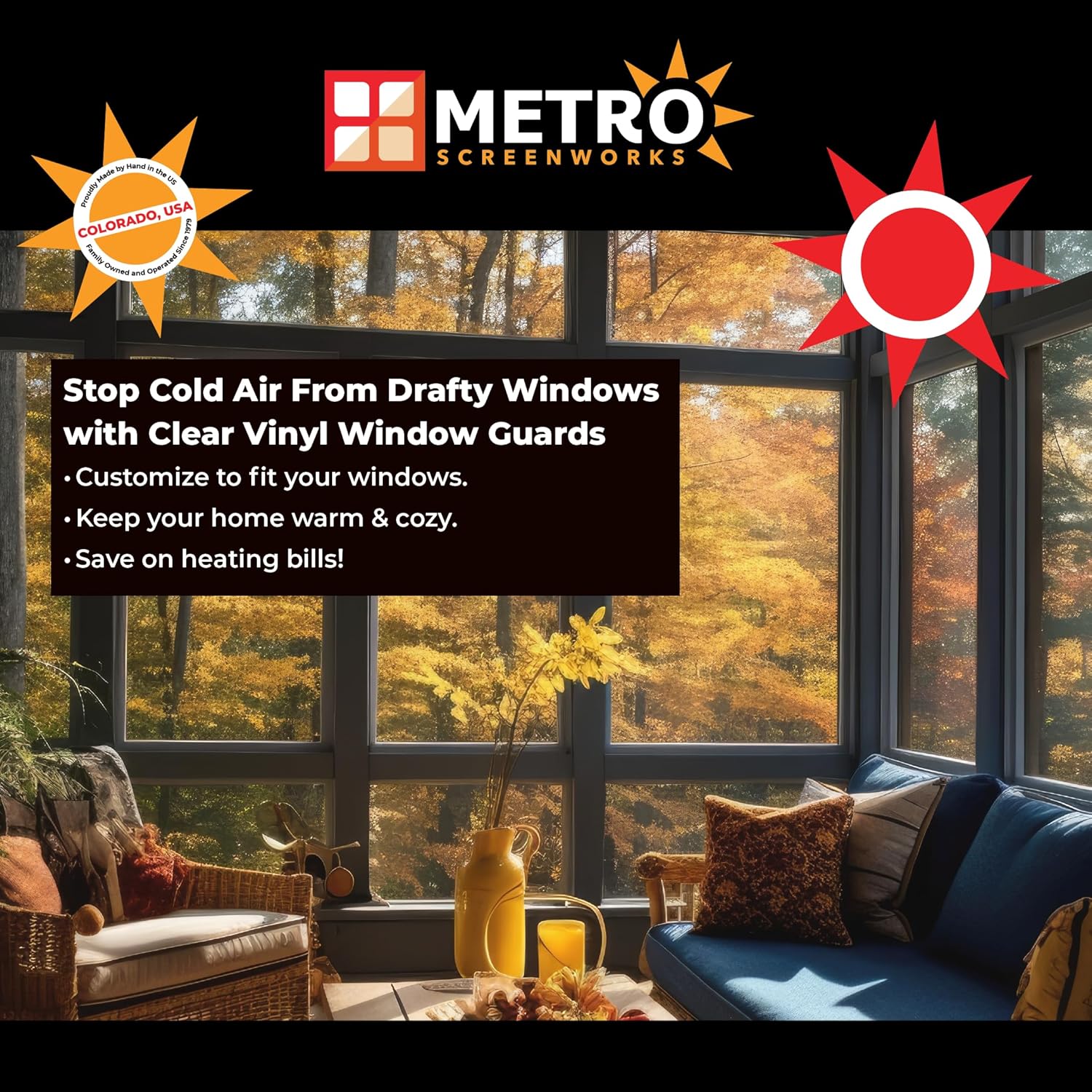 Metro Screenworks Draft Blocker - Custom Size Vinyl Window Screen